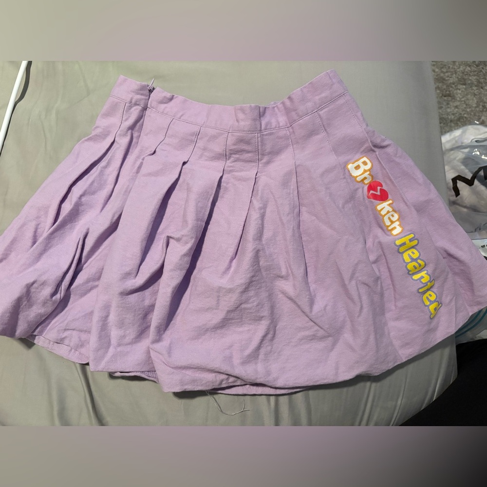 Purple Pleated Skort with Embroidered Detail